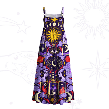 Purplehecate Celestial Tarot Astrology Wide Straps Maxi Dress