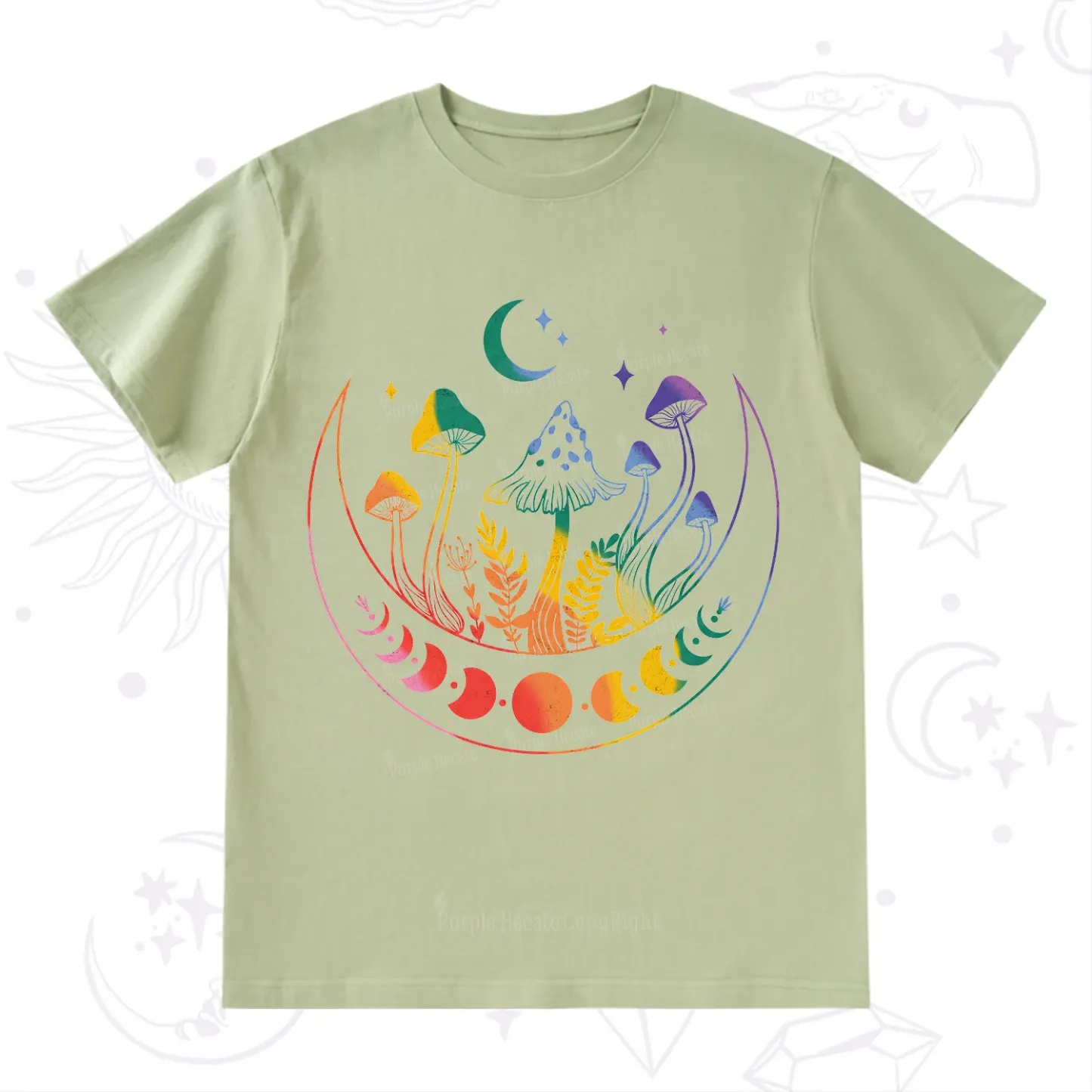 Purplehecate Pride Mushroom Rainbow T-Shirt