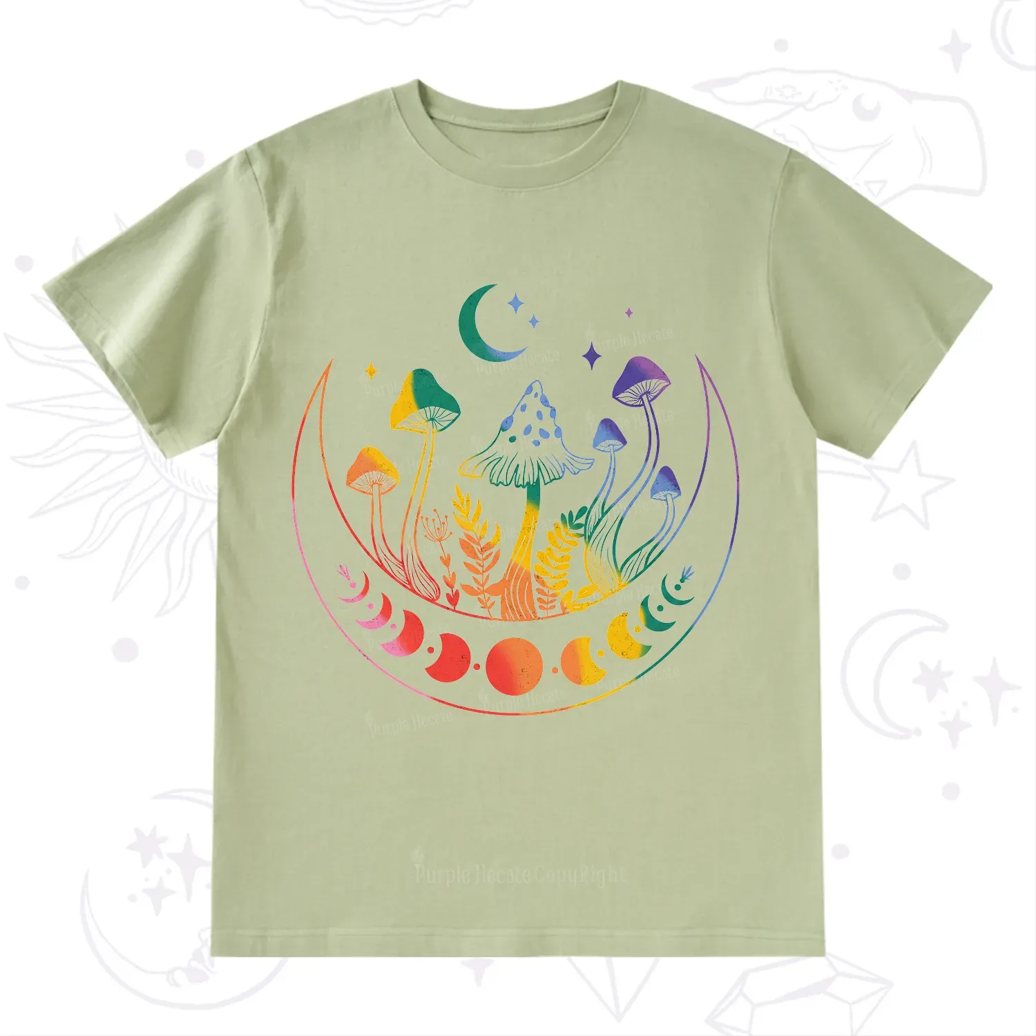 Purplehecate Pride Mushroom Rainbow T-Shirt