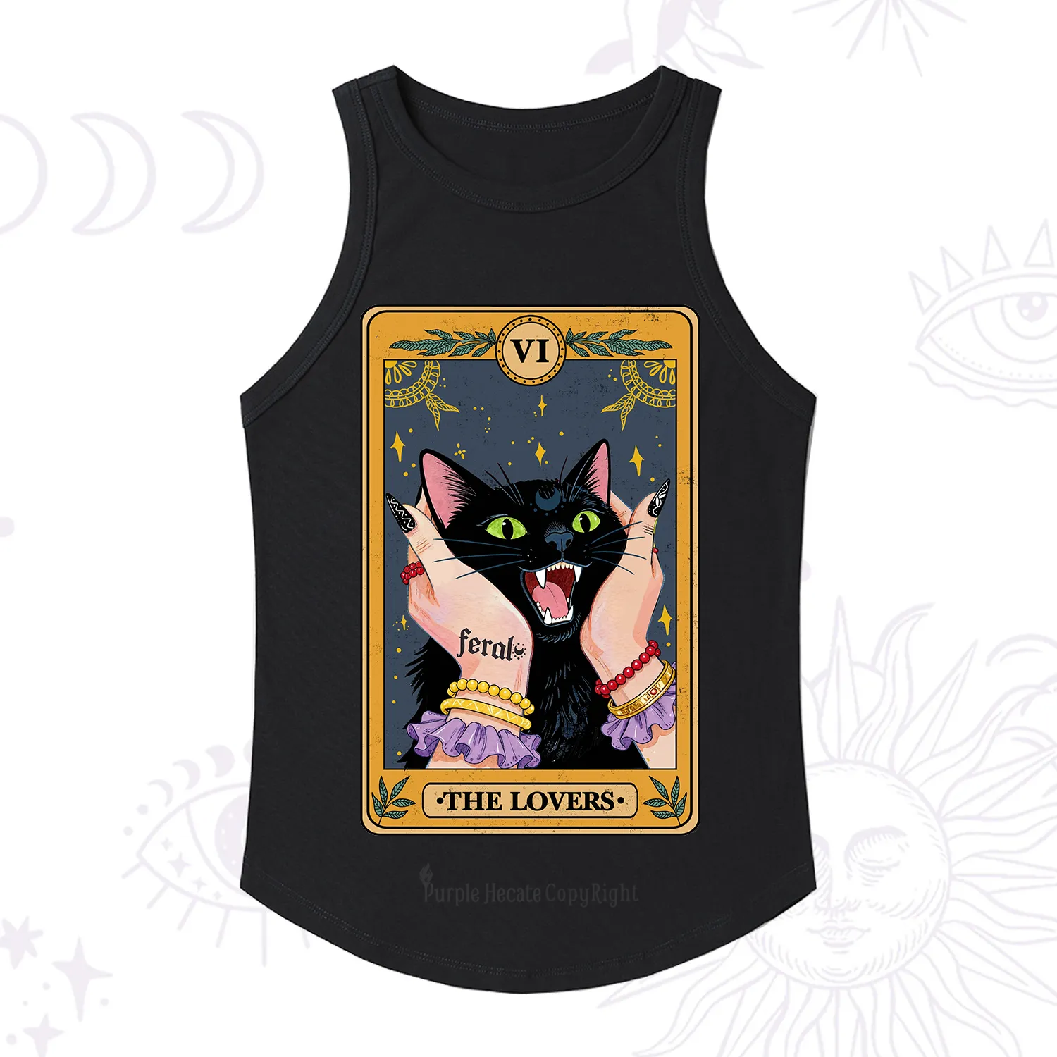 Purplehecate The Lovers Tarot Feral Cat Racerback Tank Top