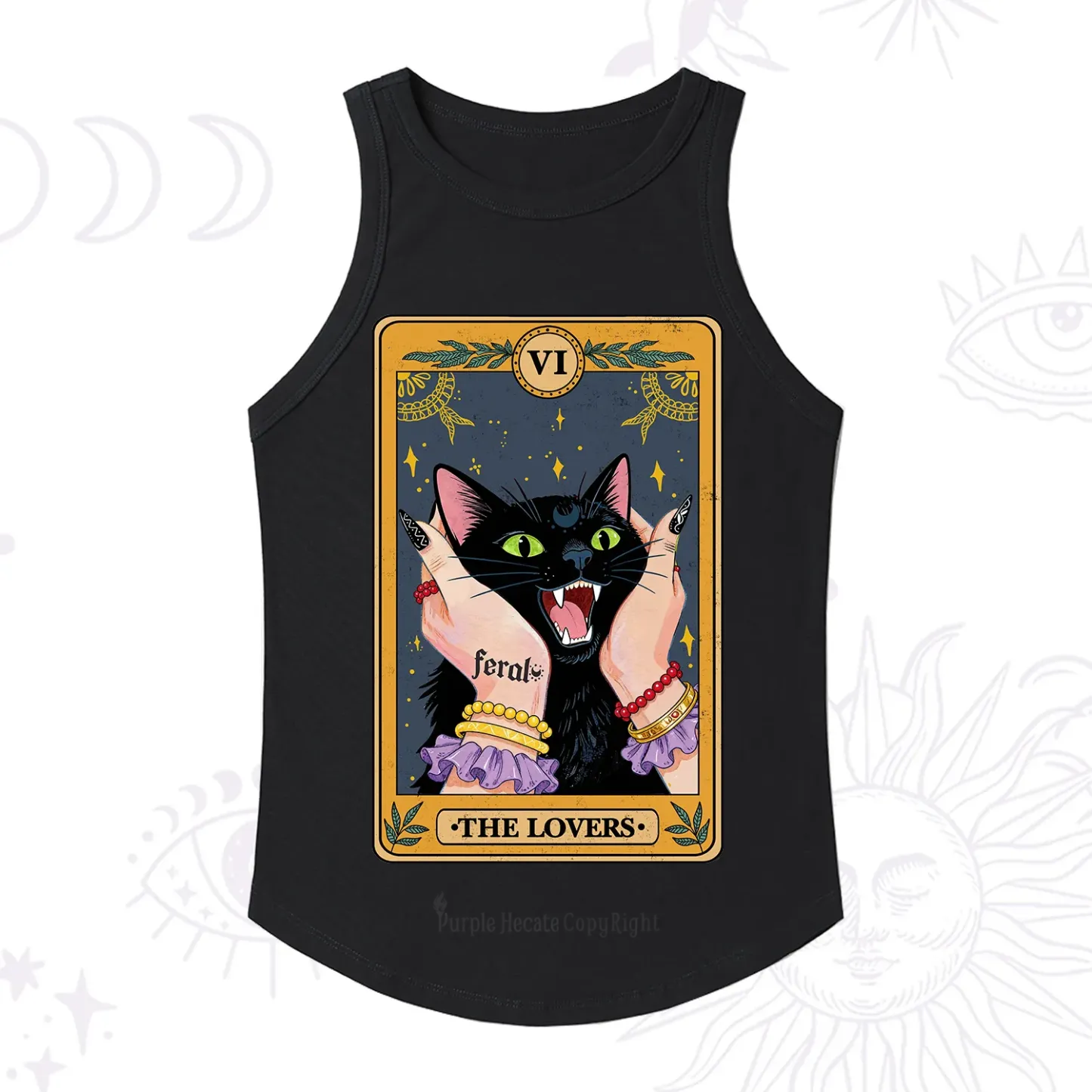 Purplehecate The Lovers Tarot Feral Cat Racerback Tank Top