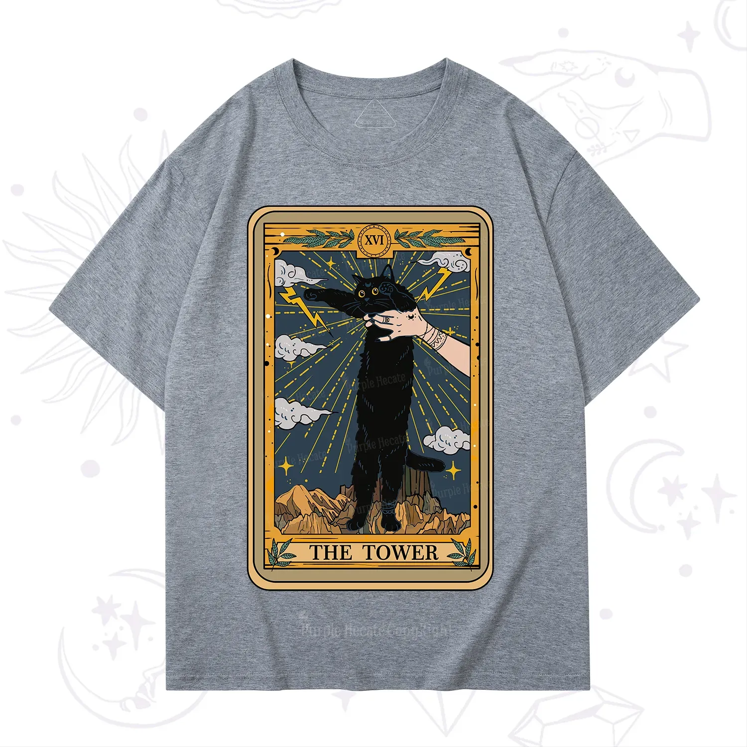 Purplehecate The Tower Cats Tarot T-Shirt