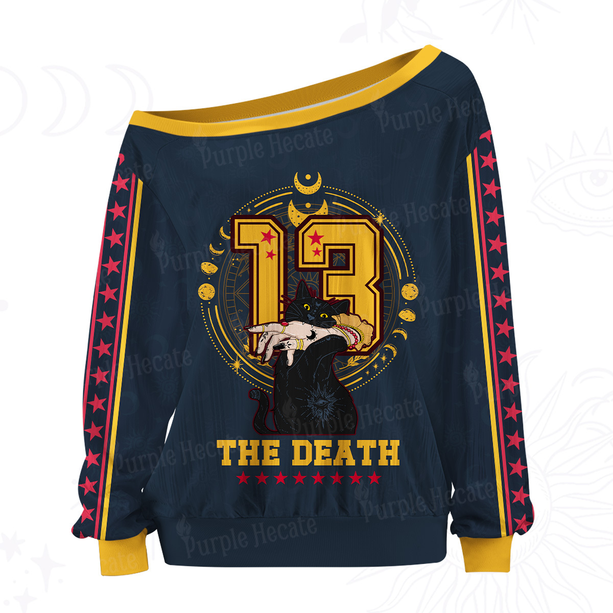 Purplehecate The Death Cat Off The Shoulder Graphic Jersey