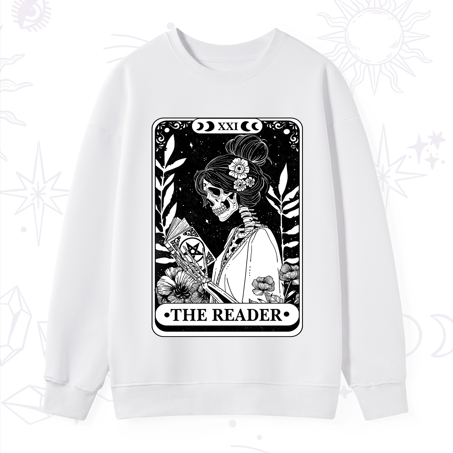 Purplehecate The Reader Skeleton Tarot Sweatshirt