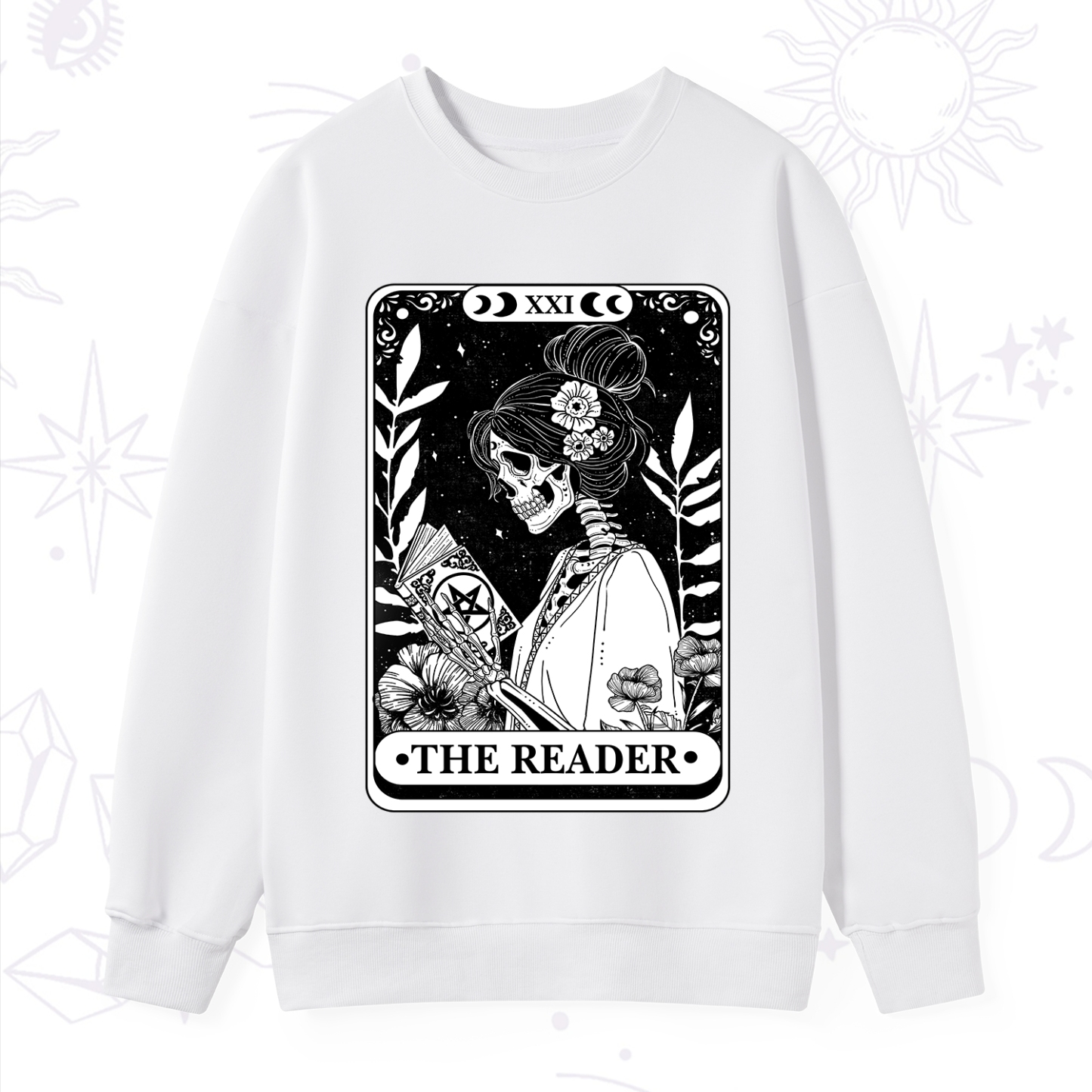 Purplehecate The Reader Skeleton Tarot Sweatshirt