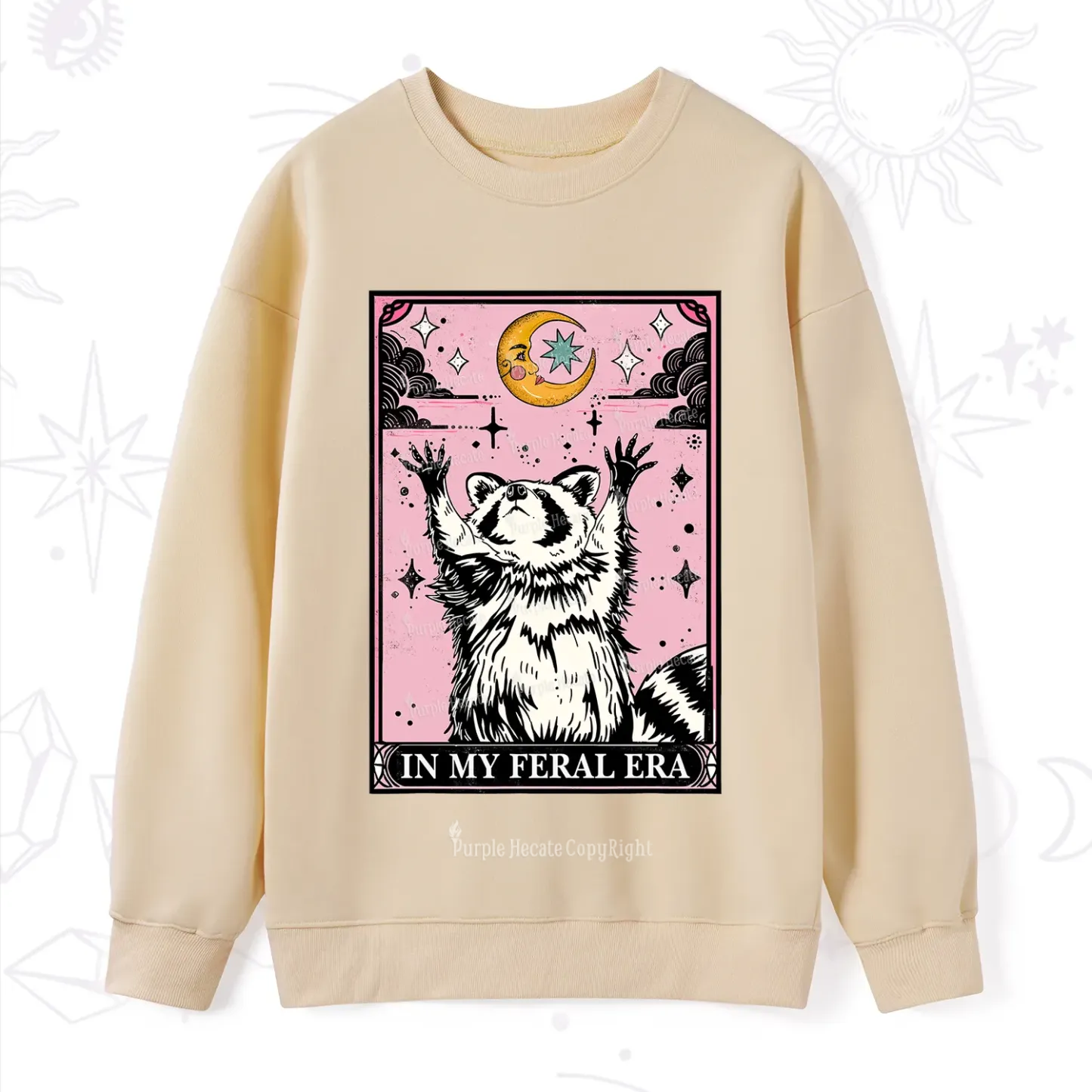 Purplehecate The In My Feral Era Tarot Raccoon Sweatshirt