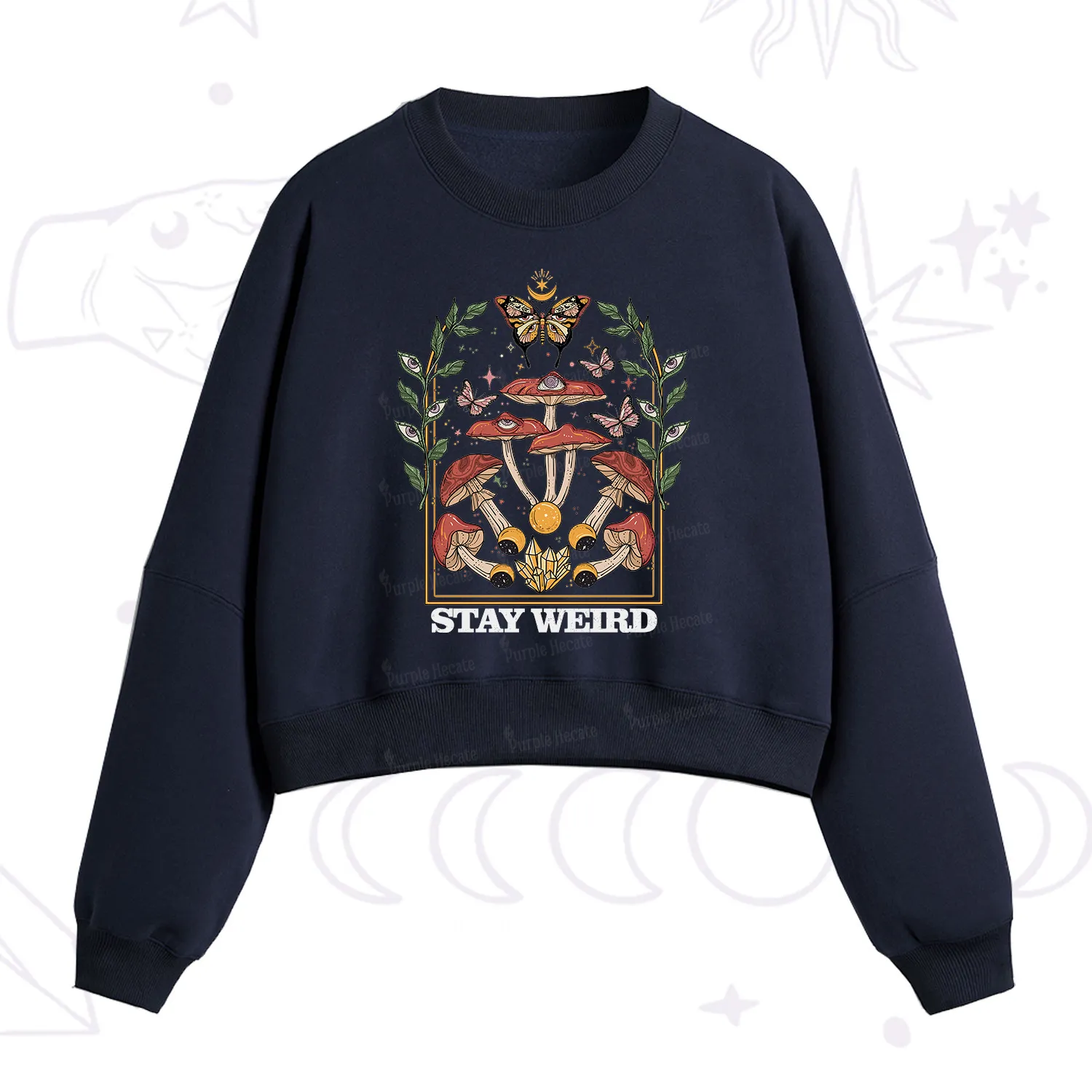 Purplehecate Stay Weird Fleece Cropped Sweatshirt