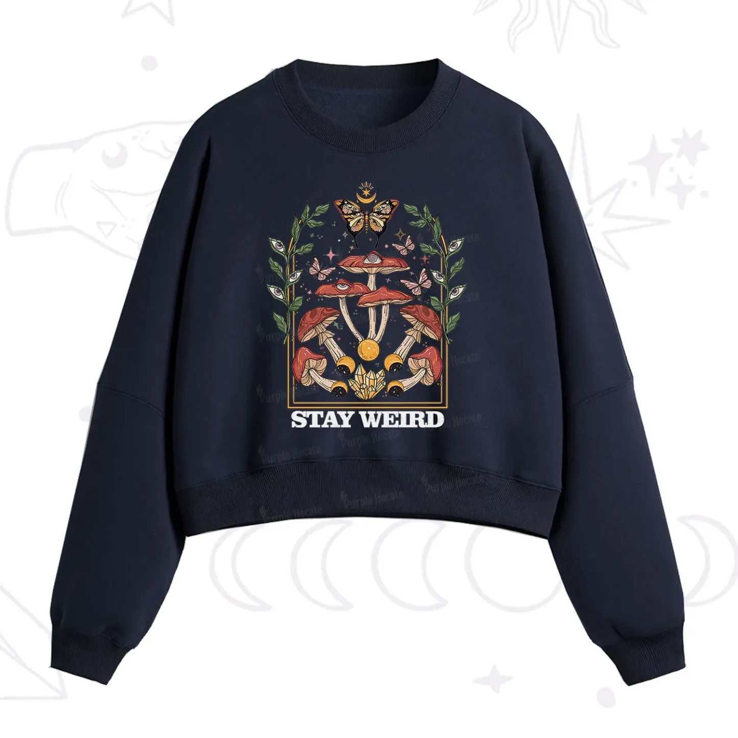 Purplehecate Stay Weird Fleece Cropped Sweatshirt