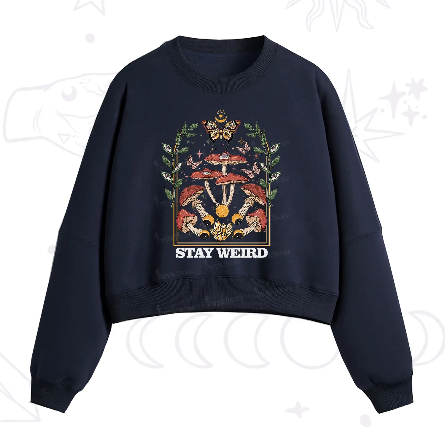Purplehecate Stay Weird Fleece Cropped Sweatshirt