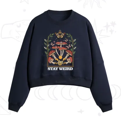 Purplehecate Stay Weird Fleece Cropped Sweatshirt