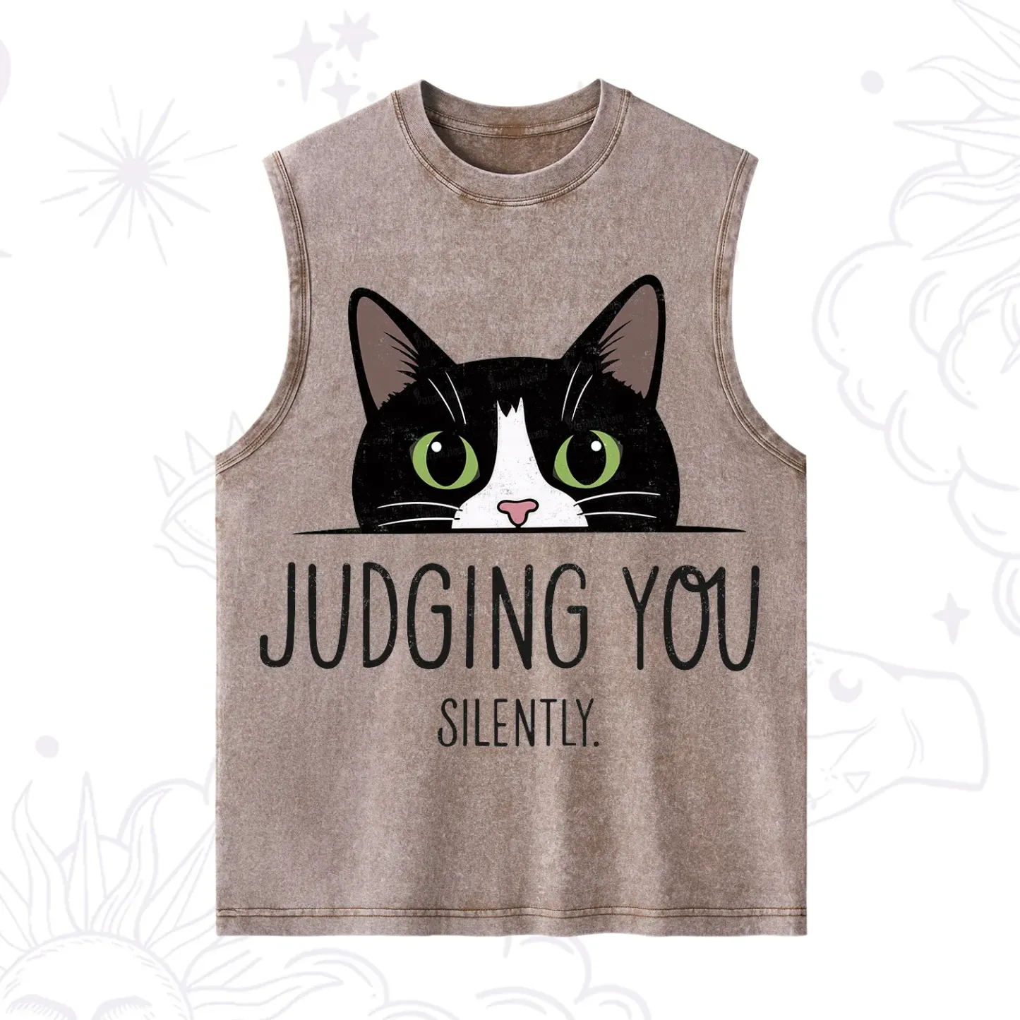 Purplehecate Cute Cat Judging You Silently Washed Tank