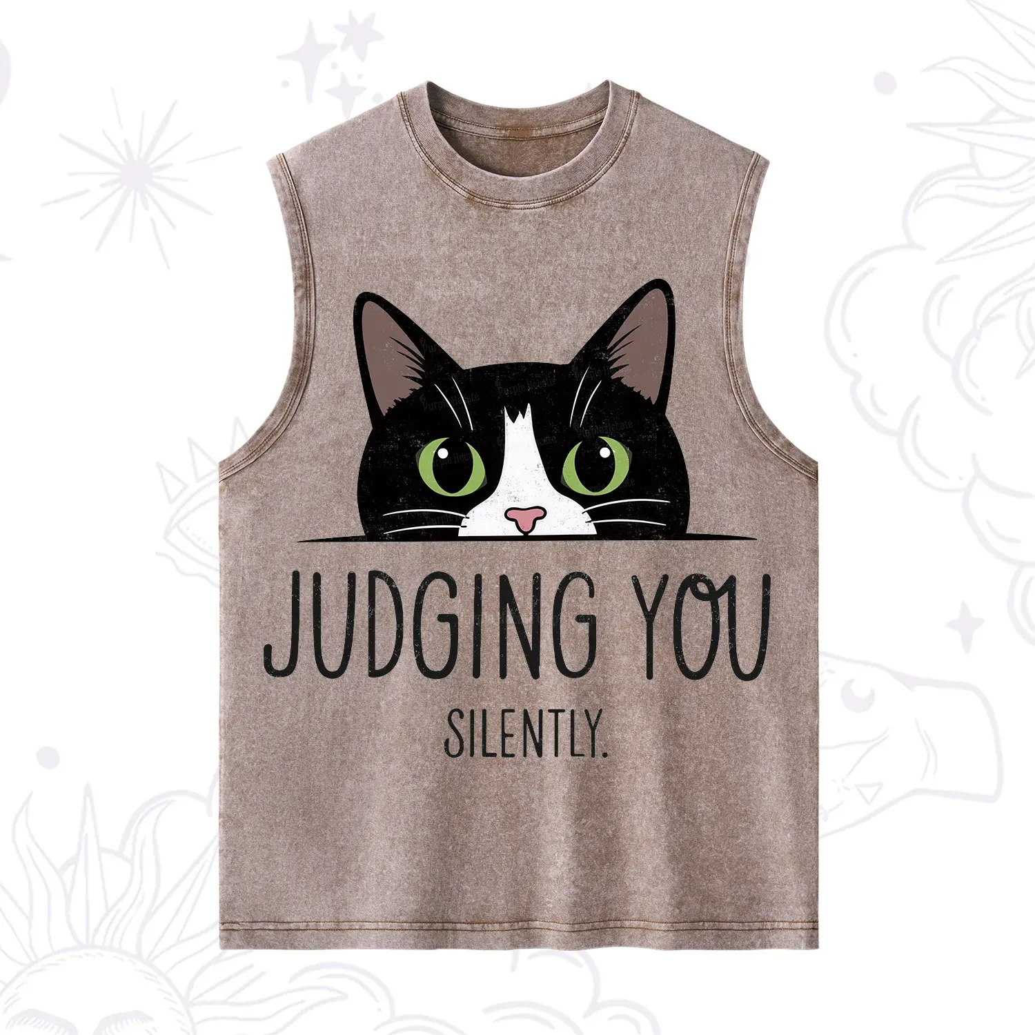 Purplehecate Cute Cat Judging You Silently Washed Tank
