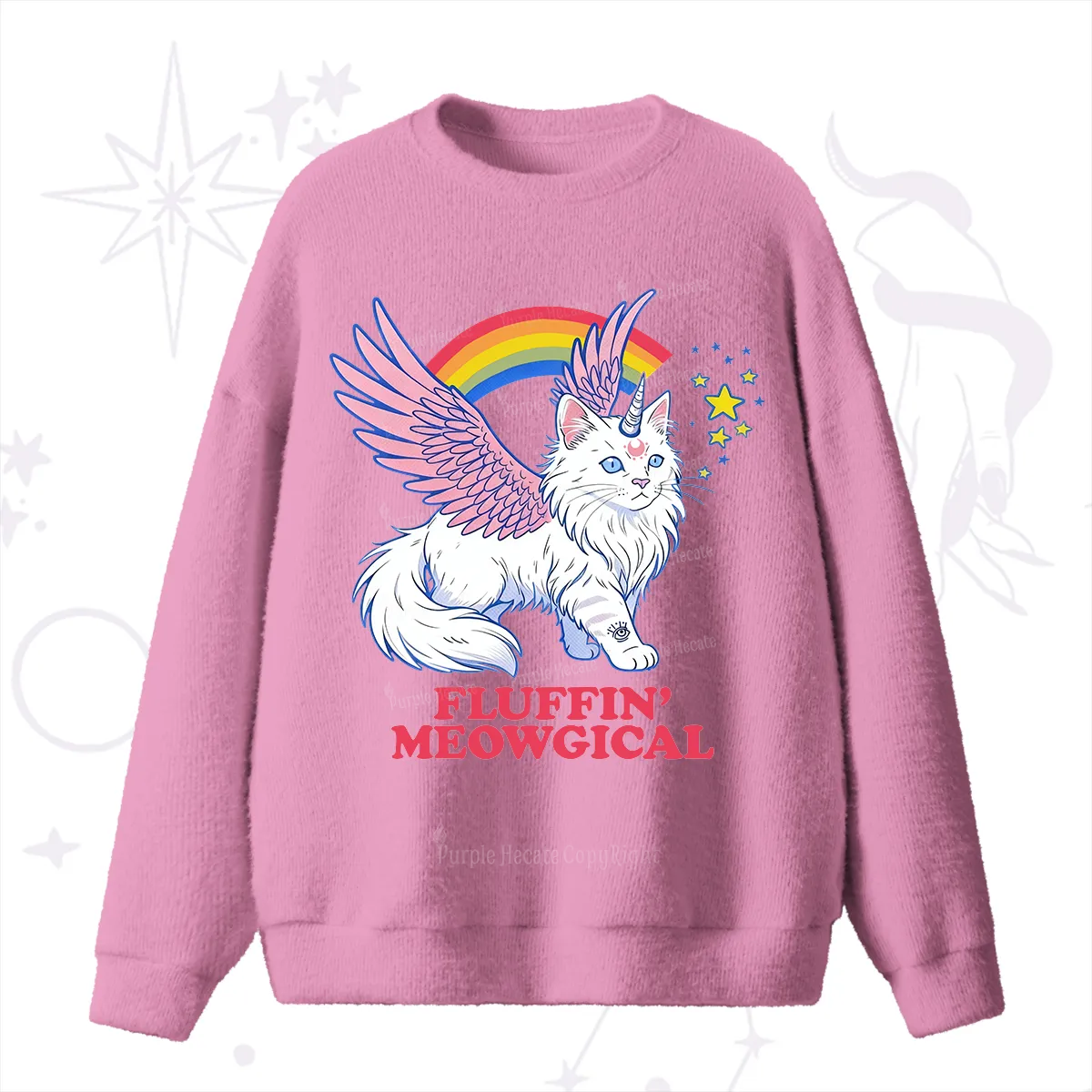 Purplehecate Fluffin Meowgical Fuzzy Ugly Sweater