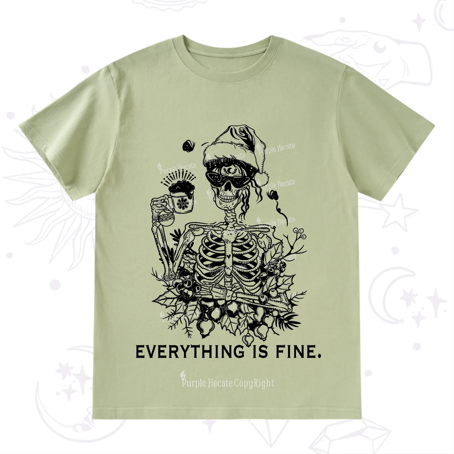 Purplehecate Everything Is Fine Christmas T-Shirt