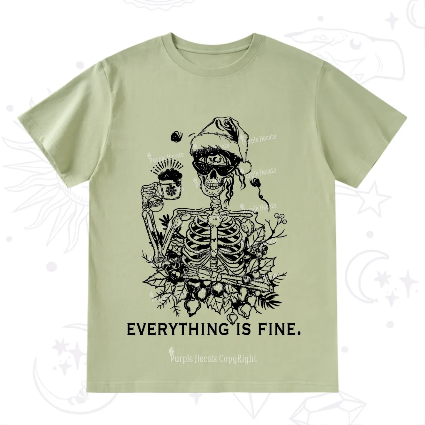 Purplehecate Everything Is Fine Christmas T-Shirt