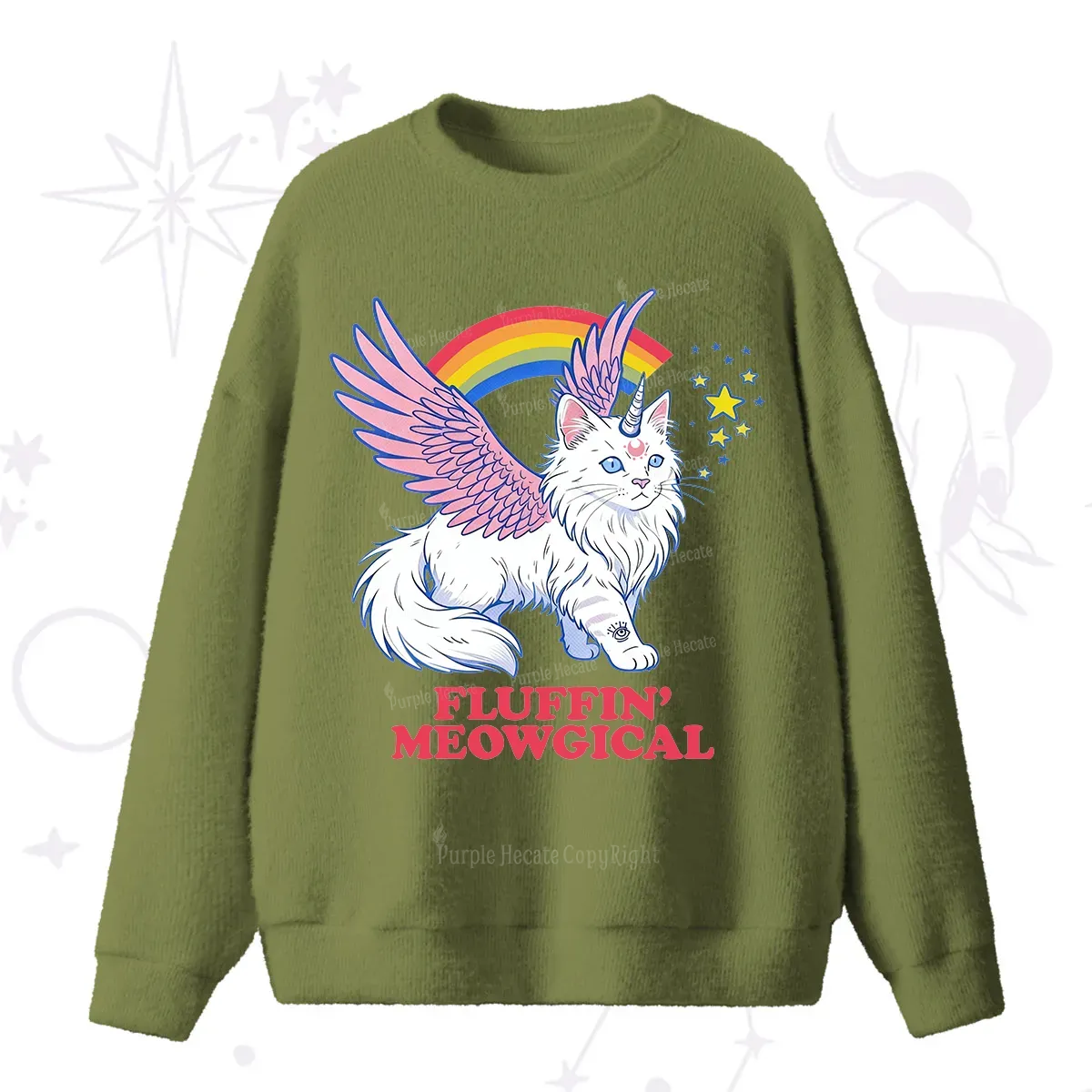 Purplehecate Fluffin Meowgical Fuzzy Ugly Sweater