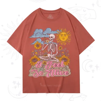 Purplehecate I feel So Alive Dancing Sarcastic Skeleton T-Shirt