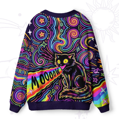 Purplehecate Psychedelic Rainbow Scream Cat Ugly Cardigan Sweaters