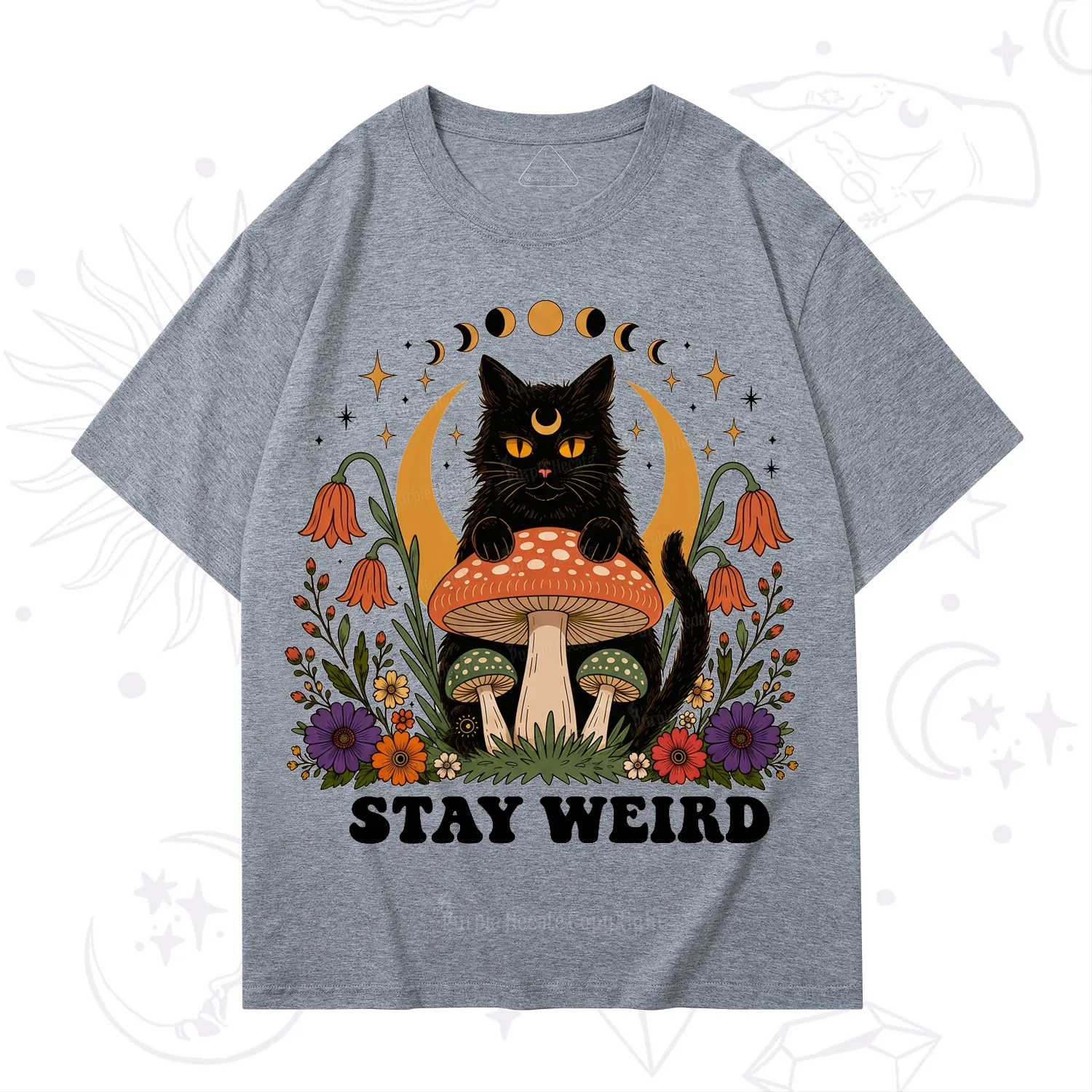 Purplehecate Stay Weird Black Cat T-Shirt