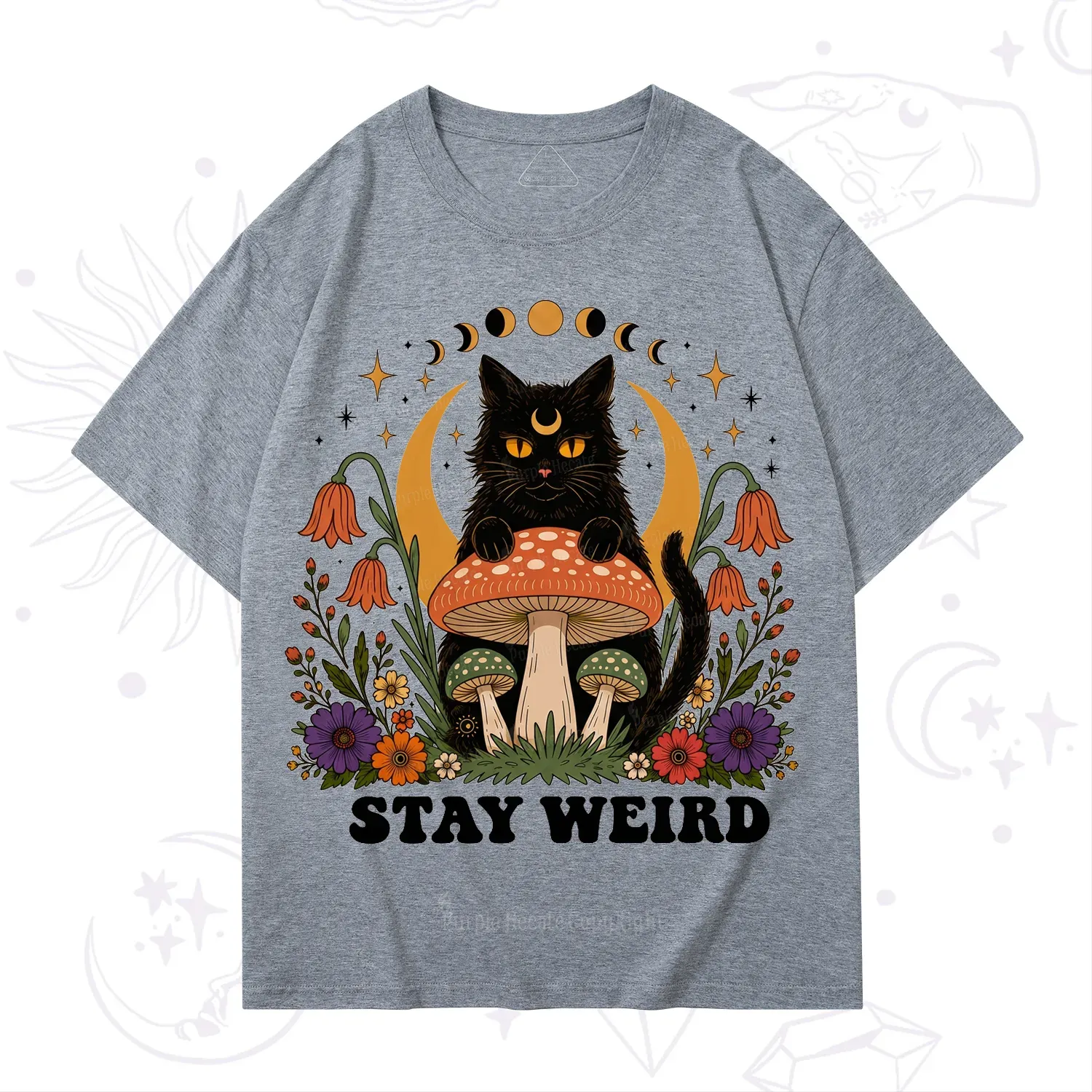 Purplehecate Stay Weird Black Cat T-Shirt