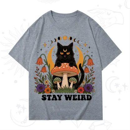 Purplehecate Stay Weird Black Cat T-Shirt
