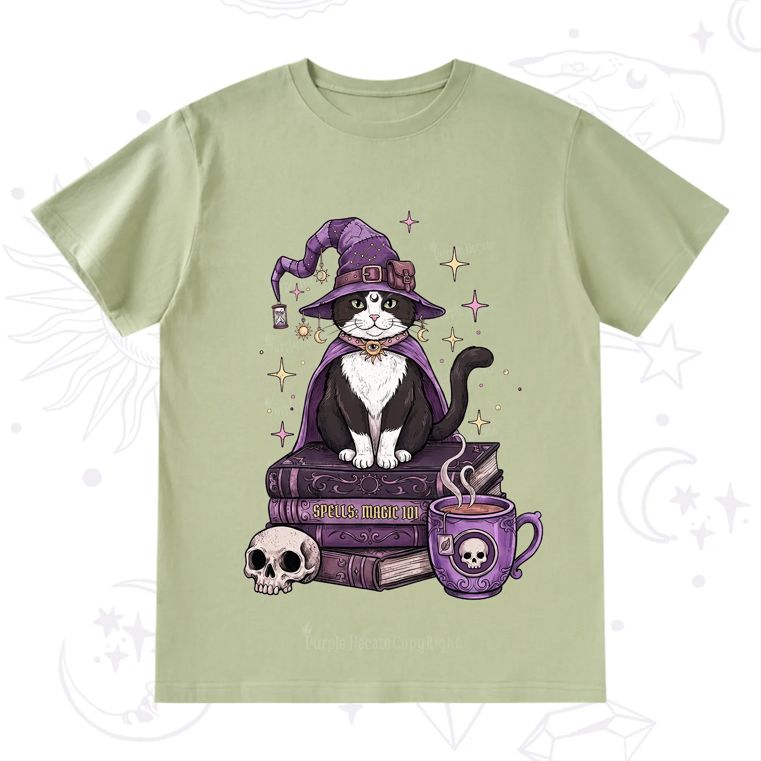 Purplehecate Witchy Cat Spell Books T-Shirt