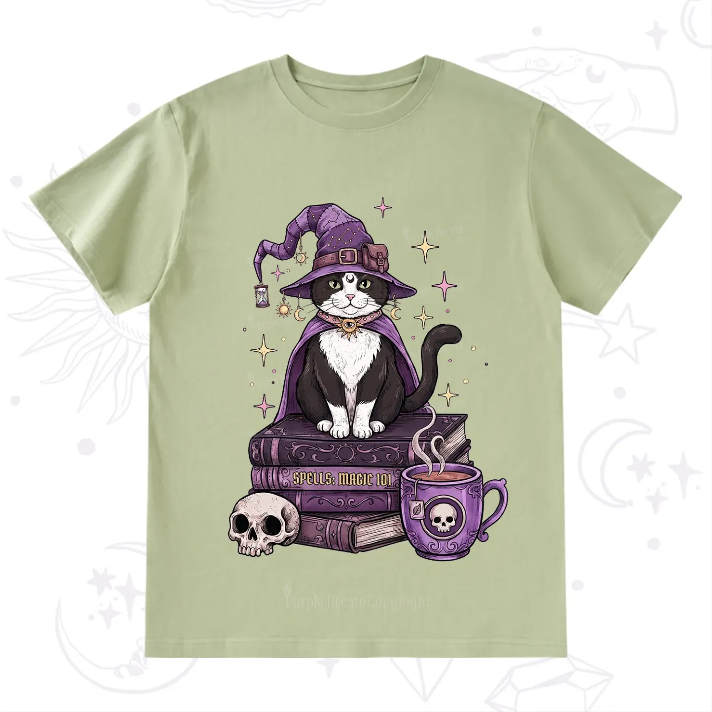 Purplehecate Witchy Cat Spell Books T-Shirt