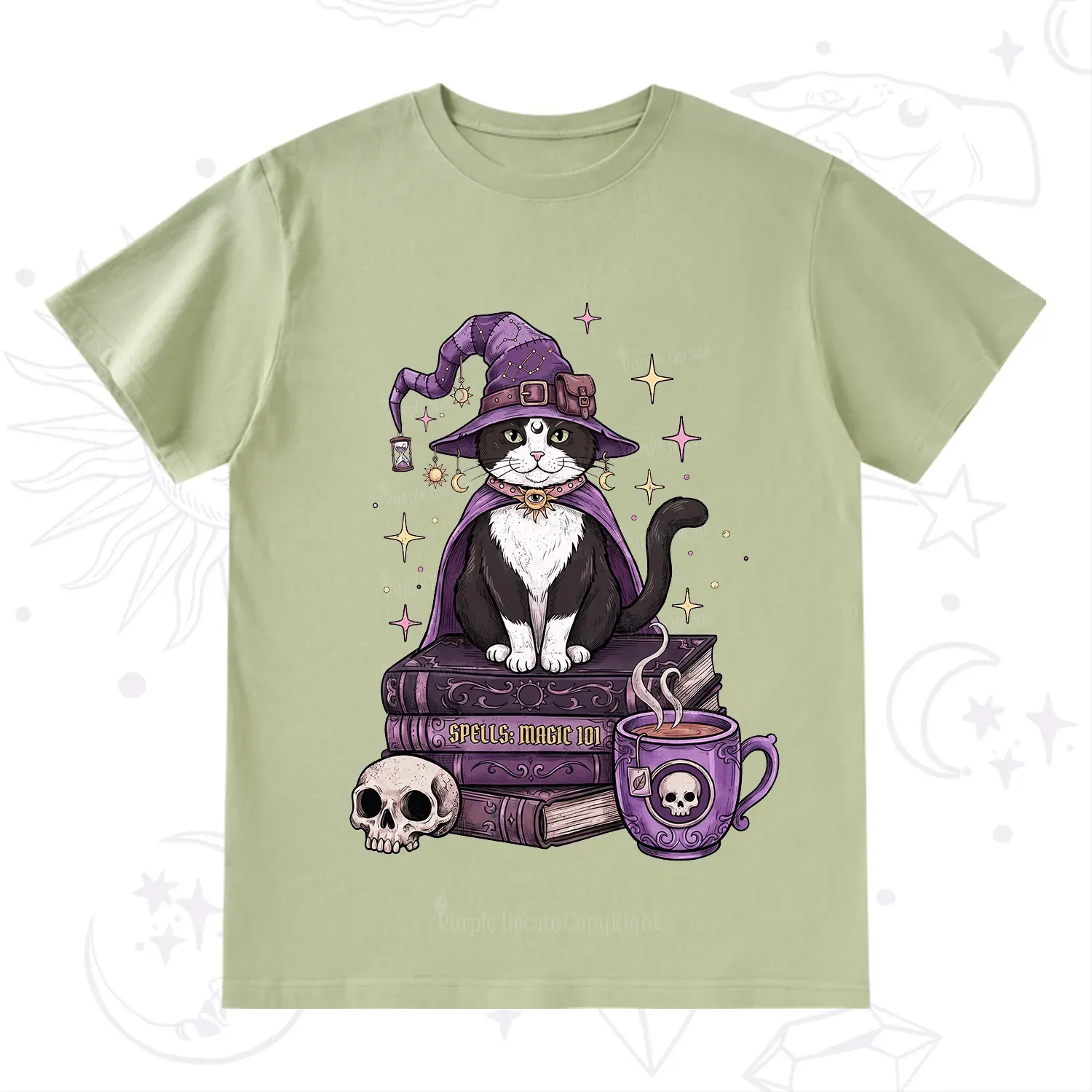 Purplehecate Witchy Cat Spell Books T-Shirt