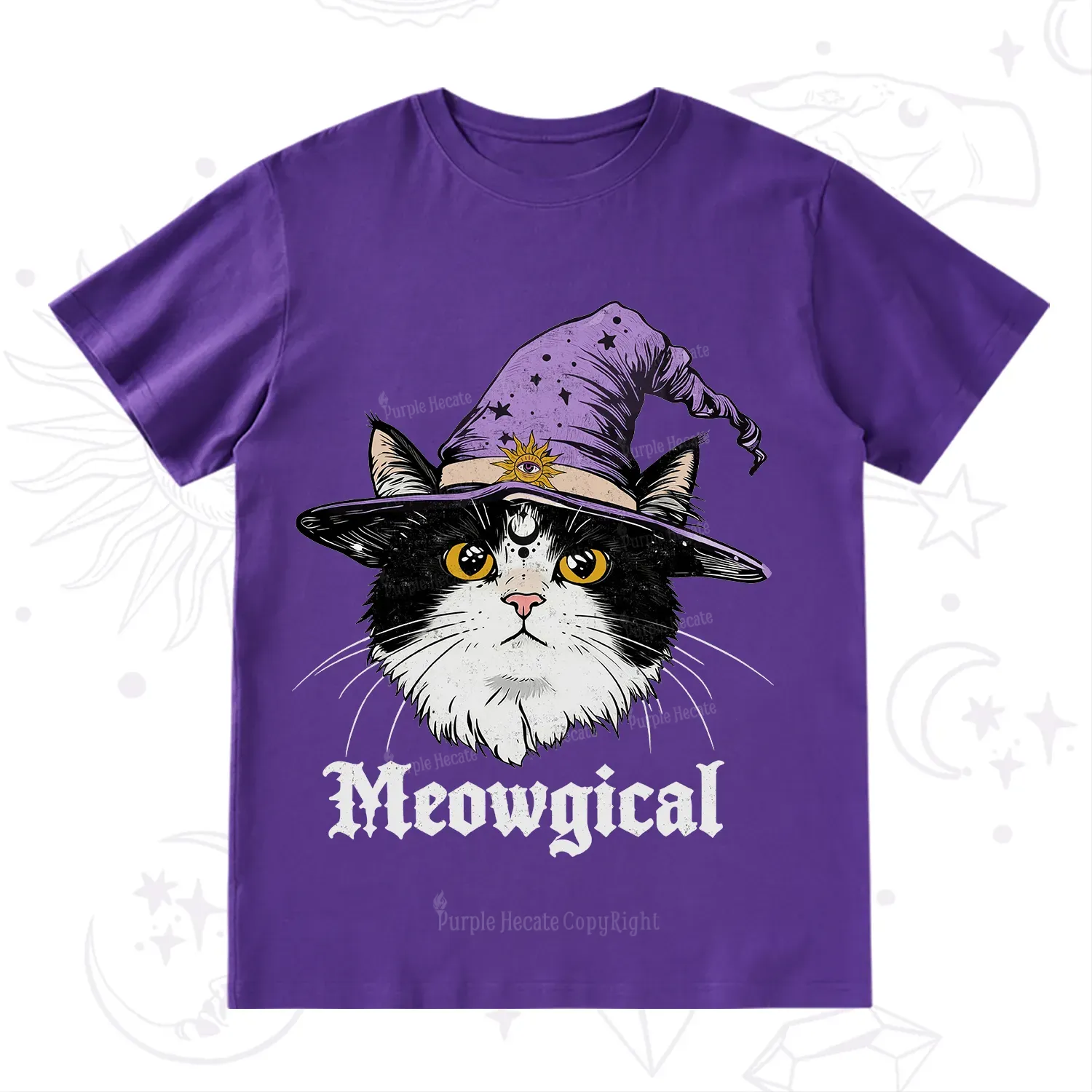 Purplehecate Meowgical Witch Cat T-Shirt