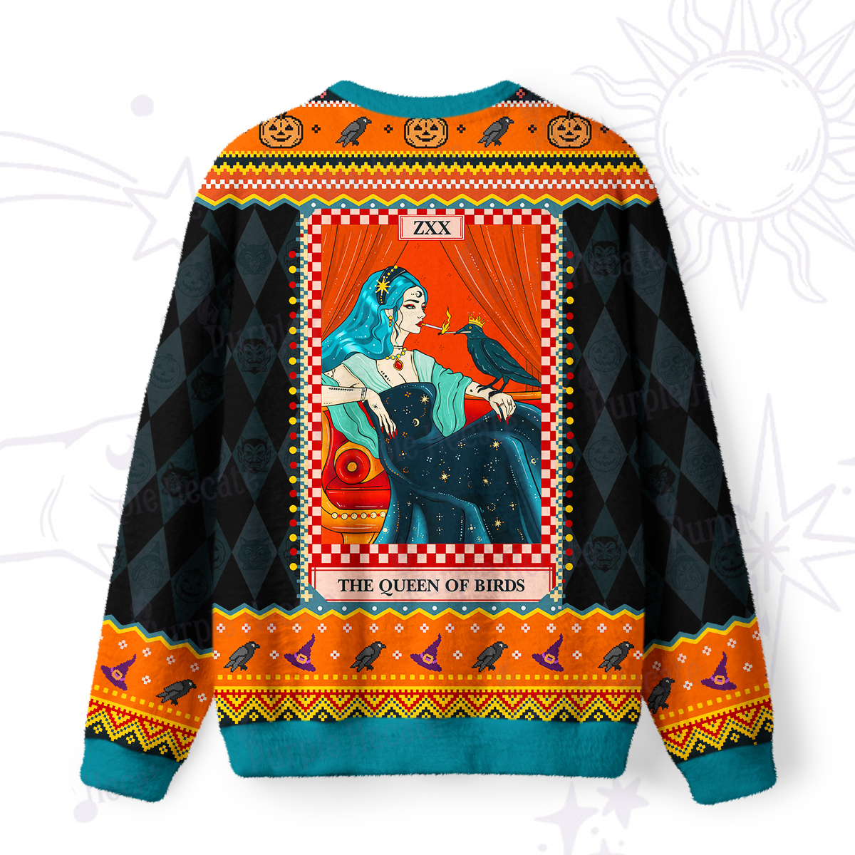 Purplehecate The Queen Of Birds Tarot Ugly Halloween Sweatshirts