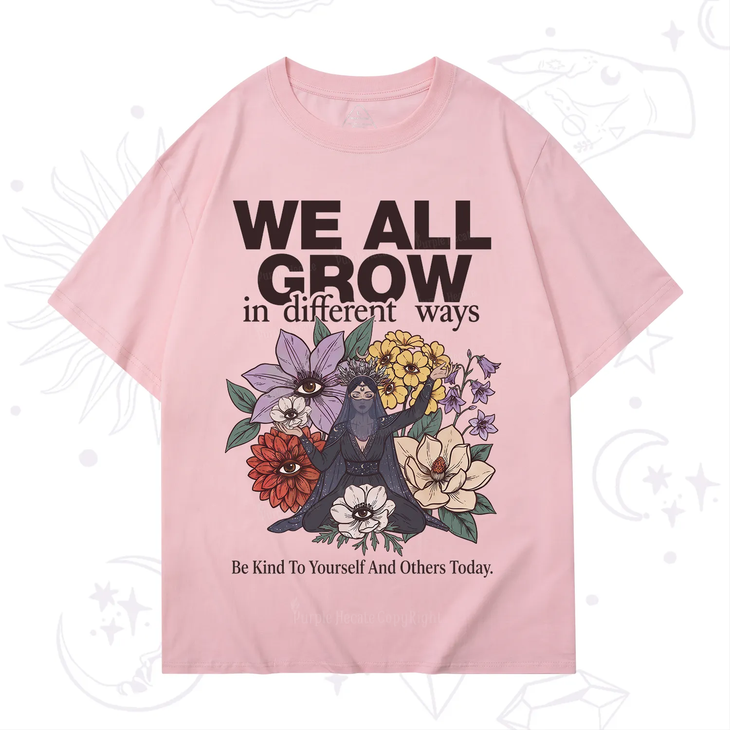 Purplehecate We All Grow Different Ways Floral T-Shirt