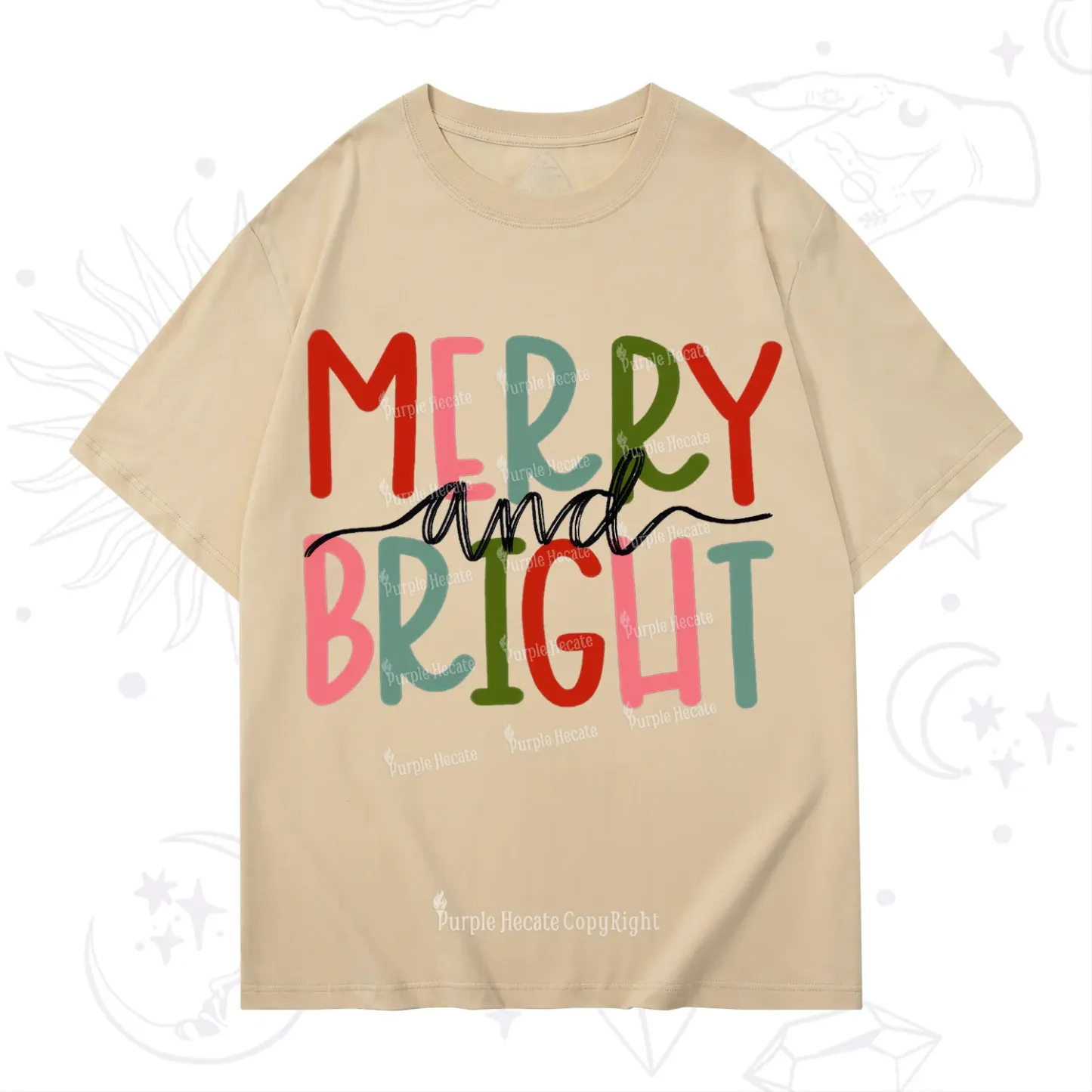 Purplehecate Merry and Bright Christmas T-Shirt