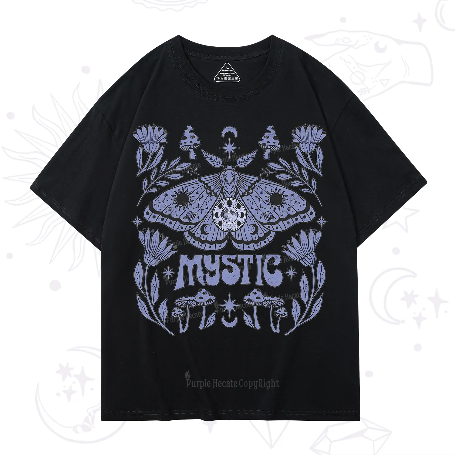 Purplehecate Celestial Moth Mushrooms T-Shirt