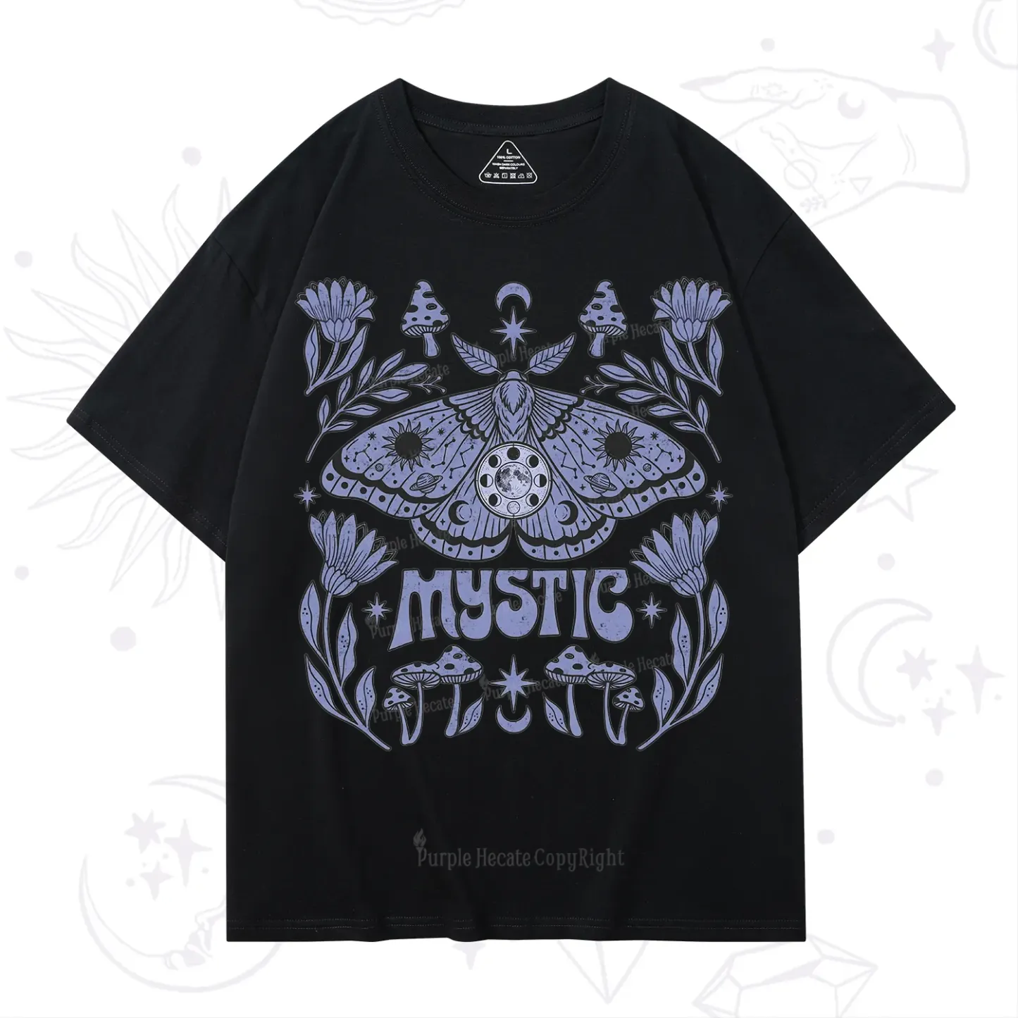 Purplehecate Celestial Moth Mushrooms T-Shirt