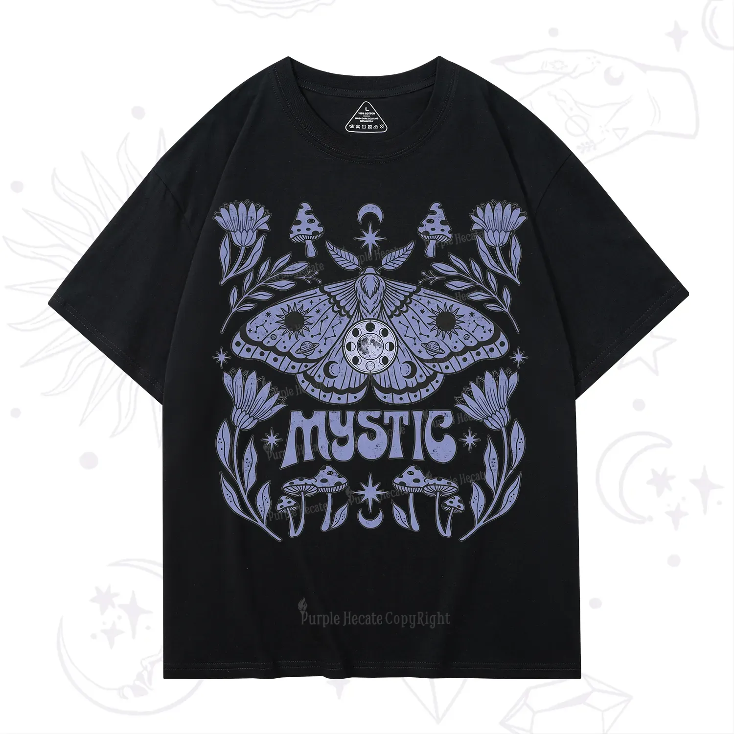 Purplehecate Celestial Moth Mushrooms T-Shirt
