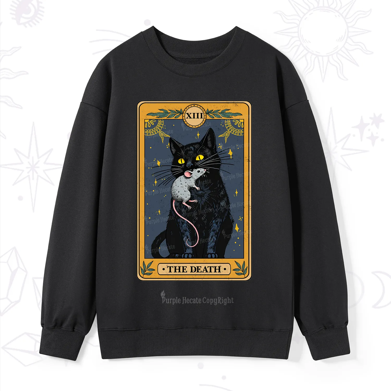 Purplehecate The Death Tarot Cat Sweatshirt