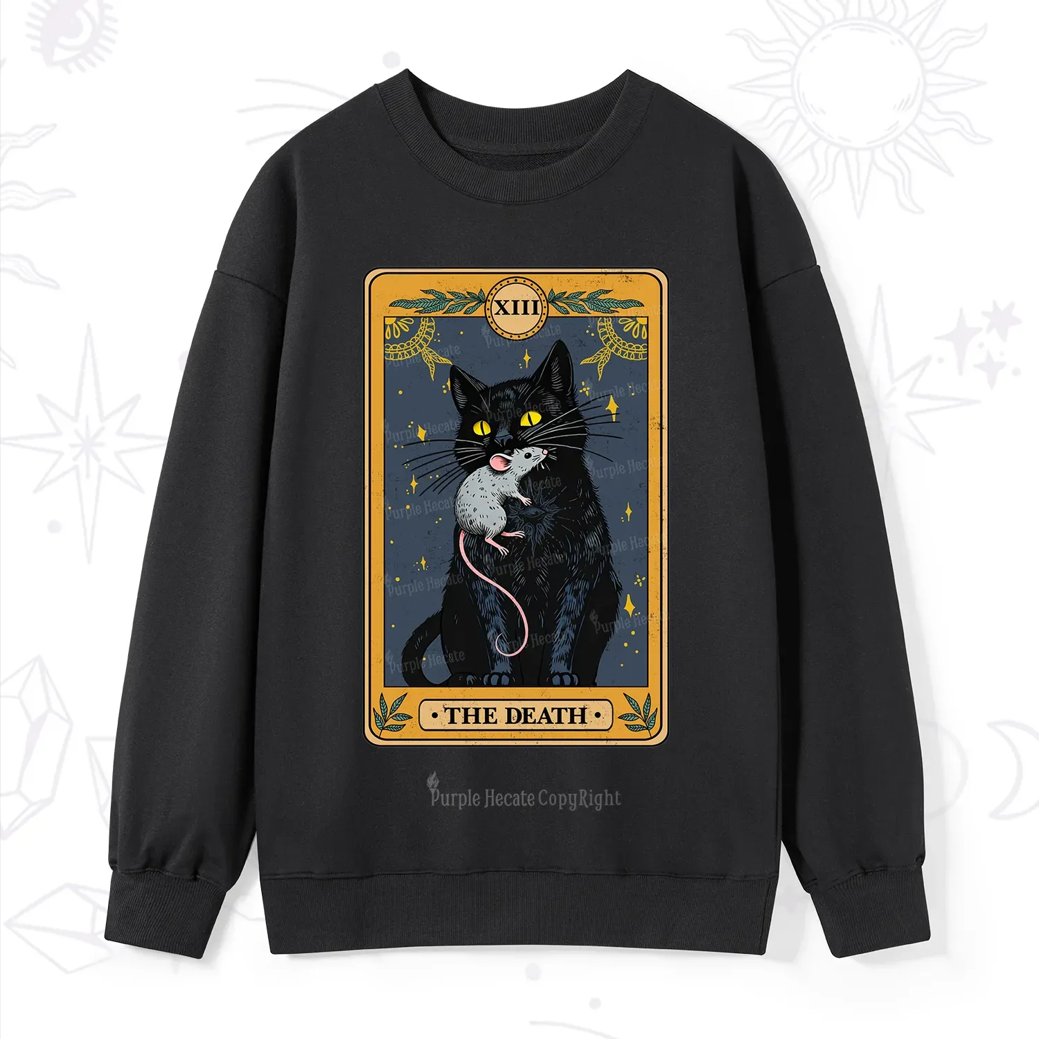 Purplehecate The Death Tarot Cat Sweatshirt