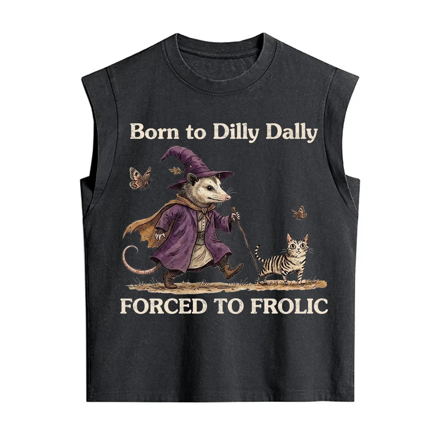 Purplehecate Born to Dilly Dally Forced to Frolic Opossum Vintage Washed Tank