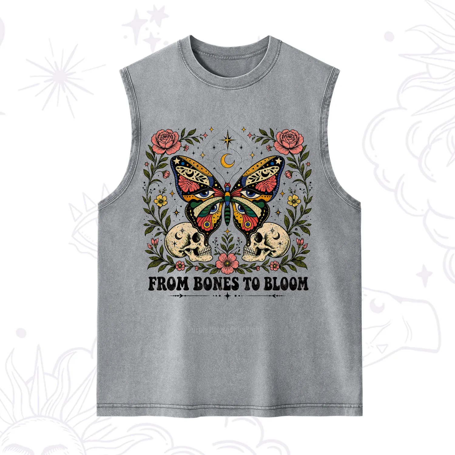 Purplehecate From Bones to Bloom Butterfly Washed Tank
