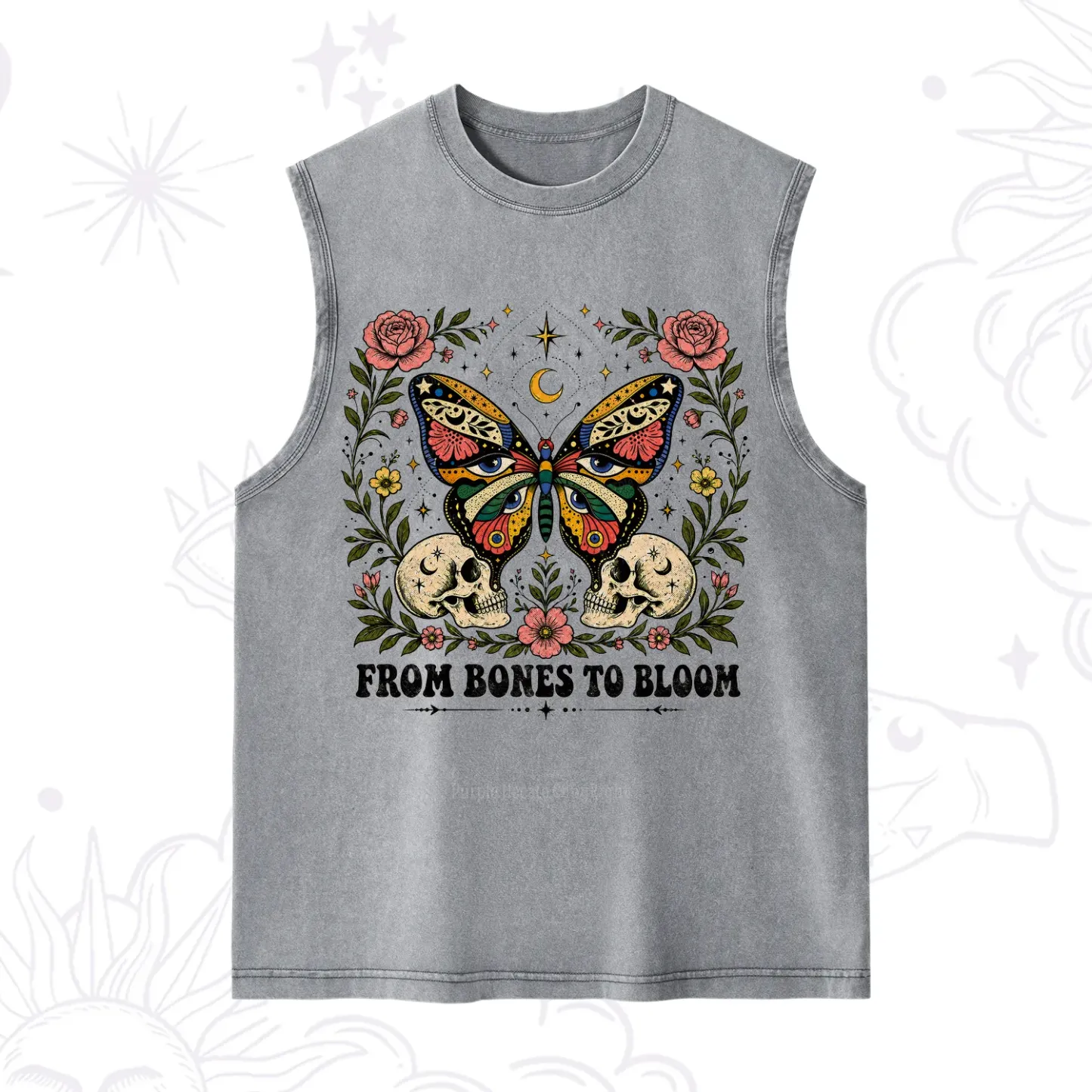 Purplehecate From Bones to Bloom Butterfly Washed Tank