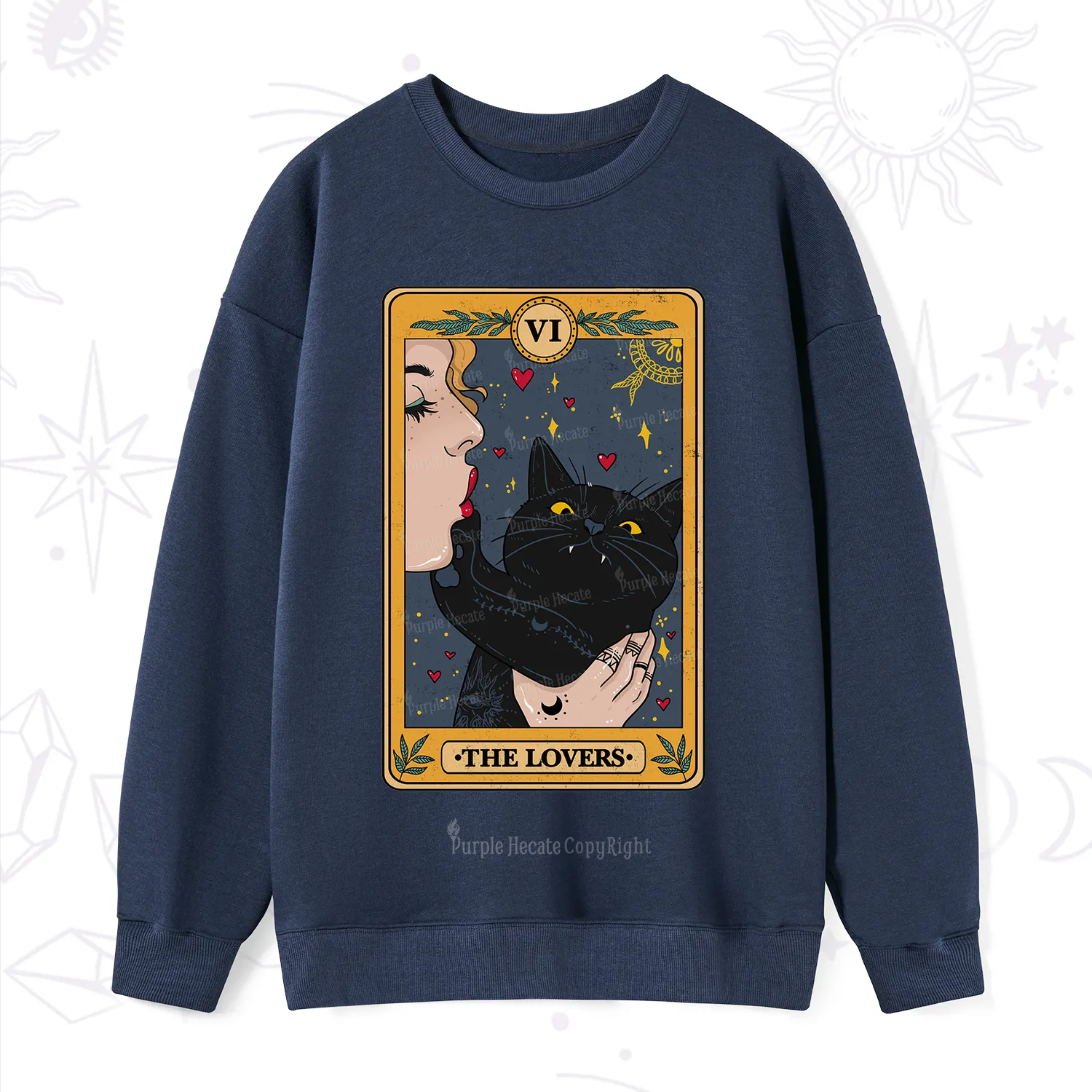 Purplehecate The Lovers Cat Tarot Sweatshirt