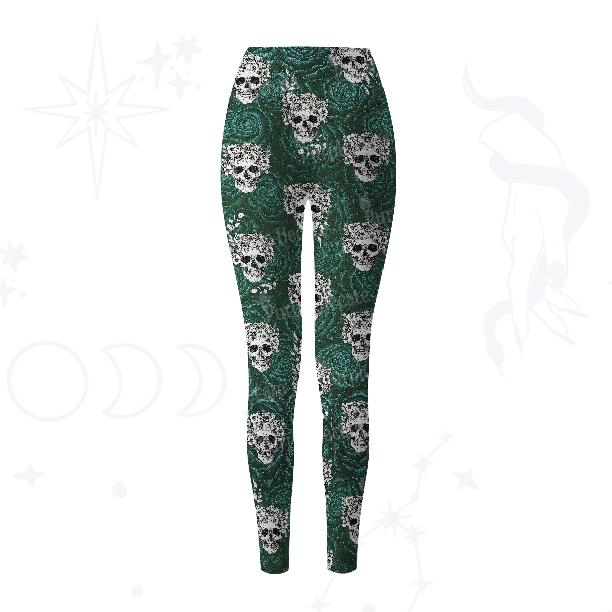 Purplehecate Rose Skull Yoga Pants