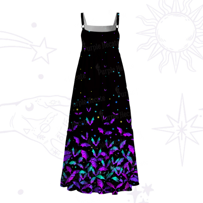 Purplehecate Rainbow Bat Wide Straps Maxi Dress