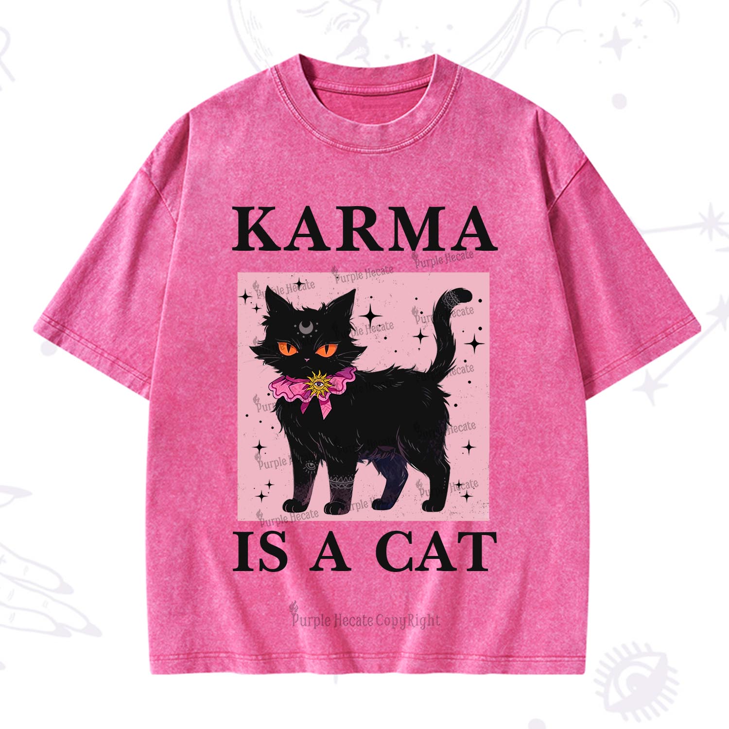 Purplehecate Karma Is A Cat Washed T-Shirt