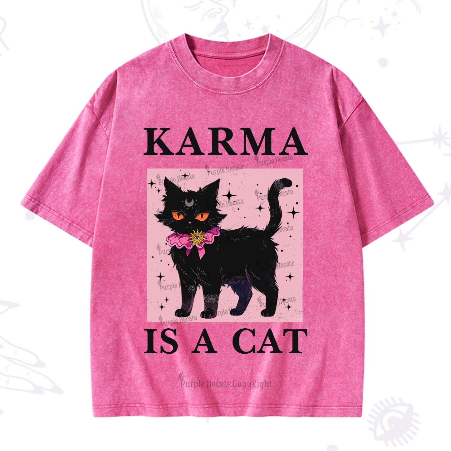 Purplehecate Karma Is A Cat Washed T-Shirt
