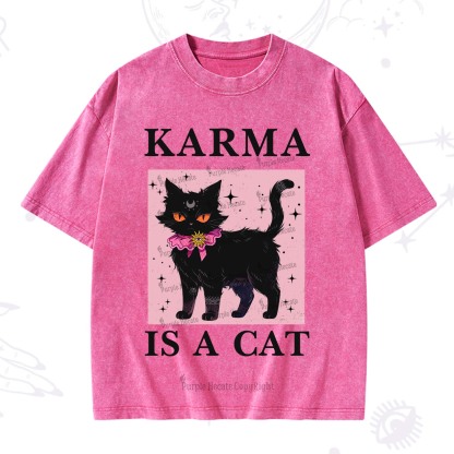 Purplehecate Karma Is A Cat Washed T-Shirt