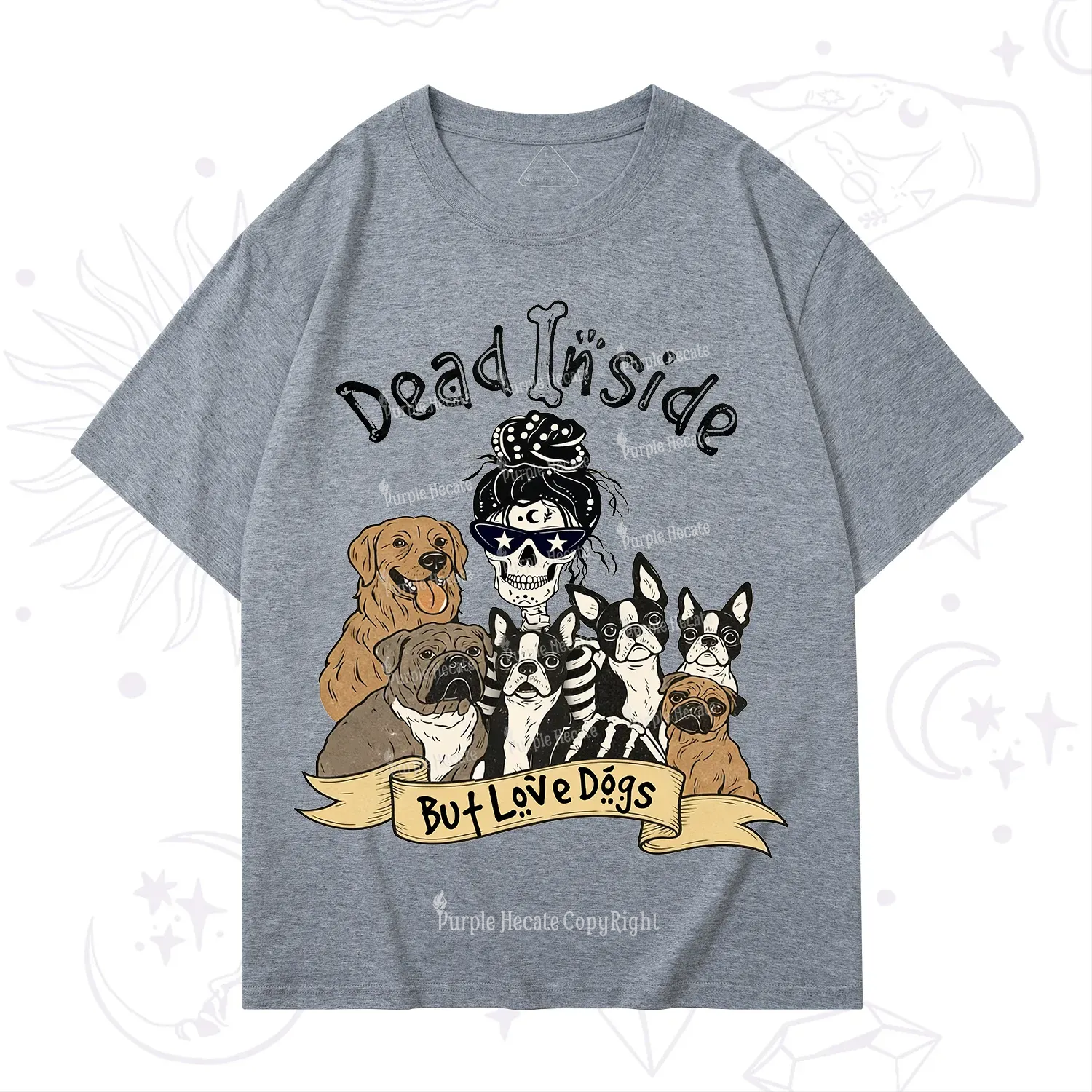 Purplehecate Dead Inside But Love Dogs T-Shirt
