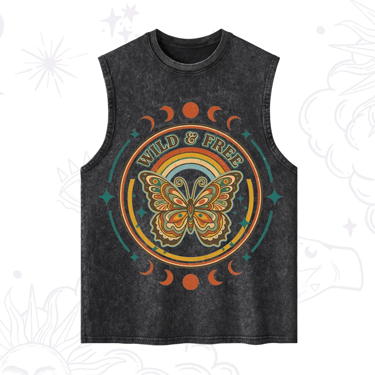 Purplehecate Wild?And?Free?Butterfly Washed Tank
