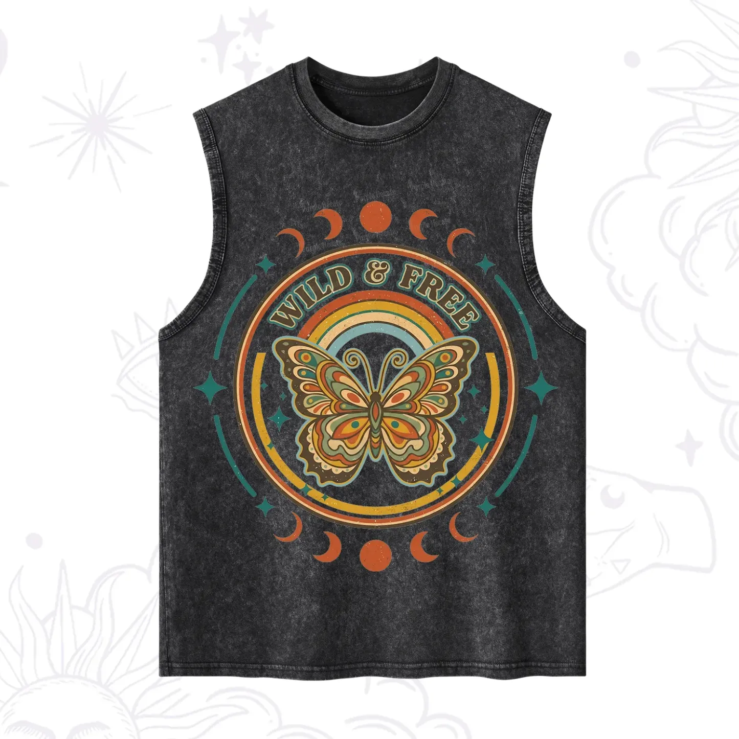 Purplehecate Wild?And?Free?Butterfly Washed Tank