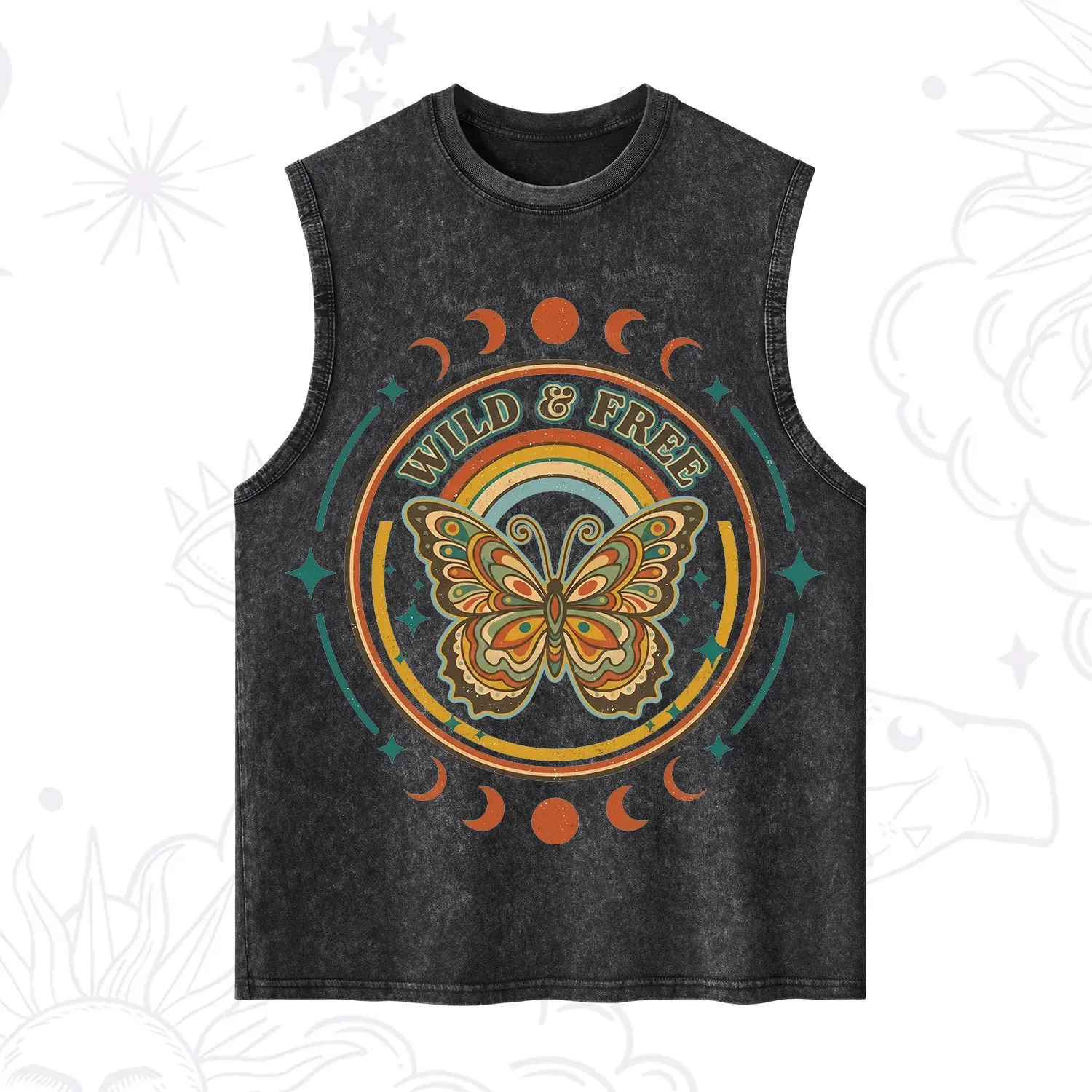 Purplehecate Wild?And?Free?Butterfly Washed Tank